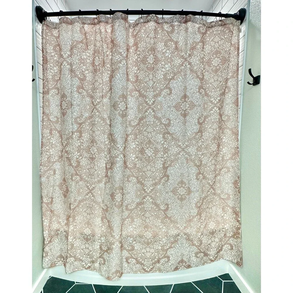 Better Homes & Gardens Blush Pink Damask Fabric Bath Shower Curtain